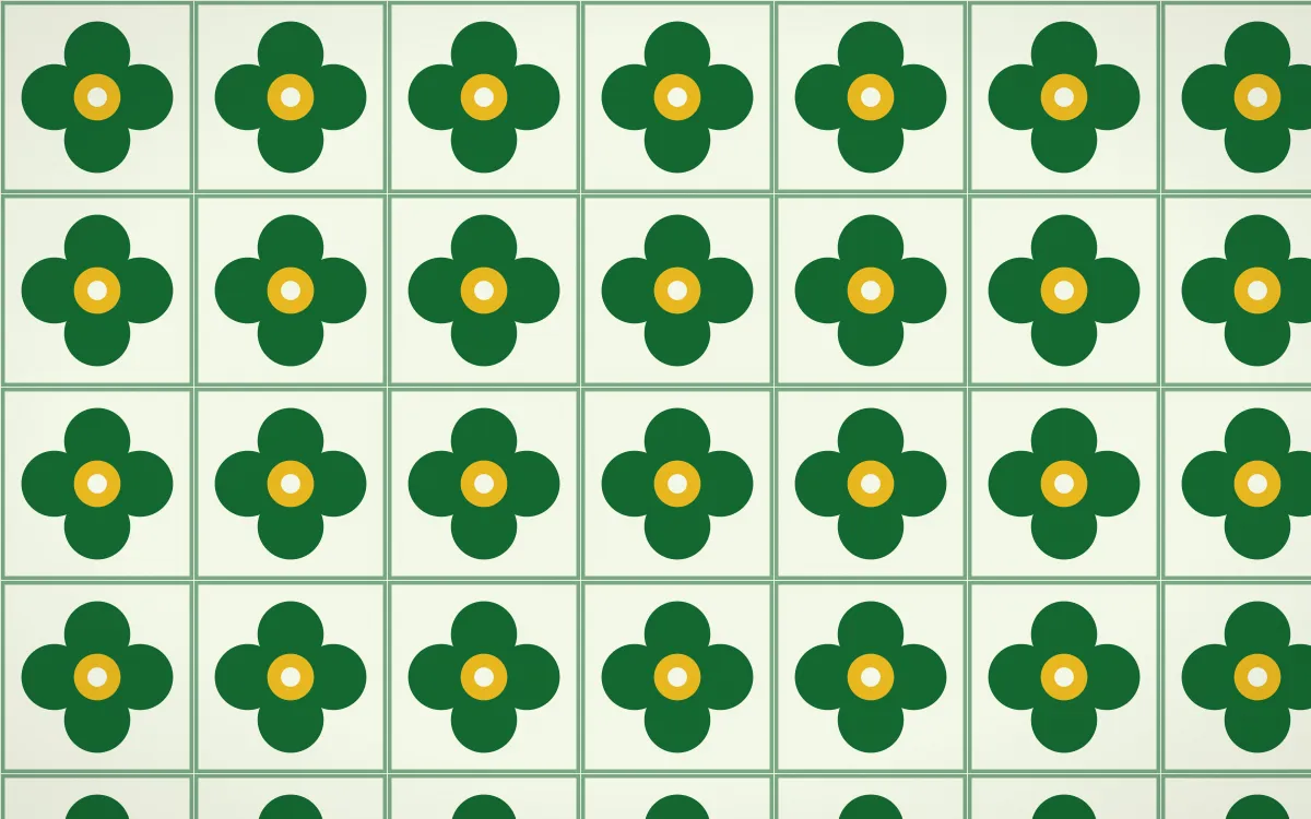 Rio Carnival Quatrefoil Tile — light green and gold azulejo background