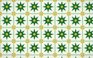 Rio Carnival Star Tile — light green and gold azulejo background