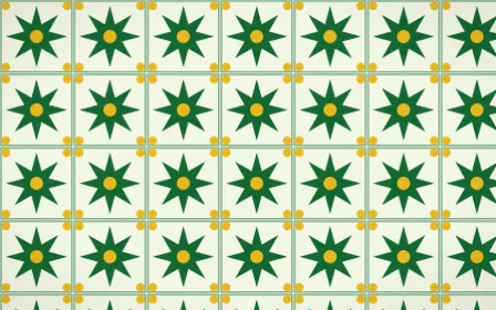 Rio Carnival Star Tile — light green and gold azulejo background