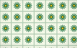 Rio Carnival Sunburst Tile — light green and gold azulejo background