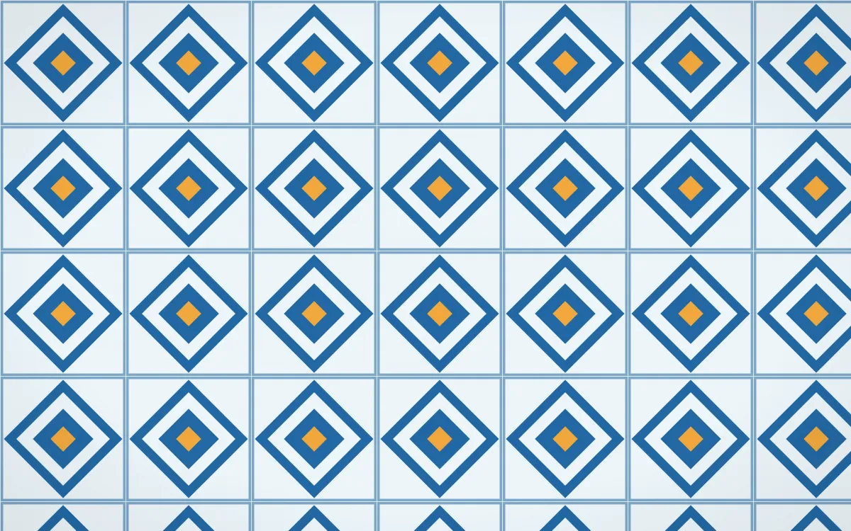 Côte d'Azur Diamond Tile — light blue, orange and white azulejo background