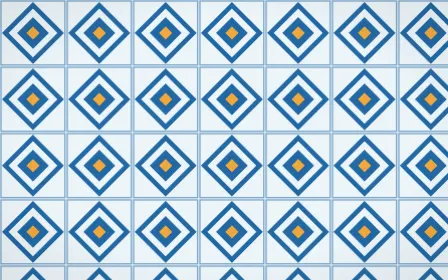 Côte d'Azur Diamond Tile — light blue, orange and white azulejo background