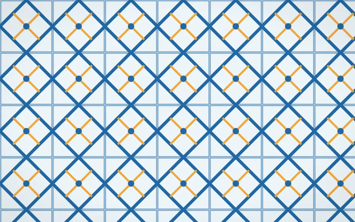 Côte d'Azur Lattice Tile — light blue, orange and white azulejo background