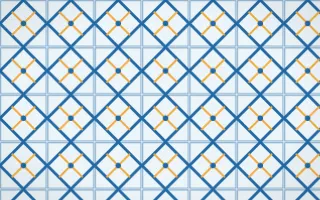 Côte d'Azur Lattice Tile — light blue, orange and white azulejo background