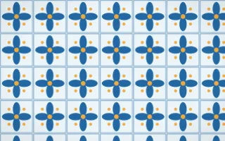 Côte d'Azur Petal Tile — light blue, orange and white azulejo background
