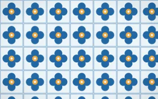 Côte d'Azur Quatrefoil Tile — light blue, orange and white azulejo background