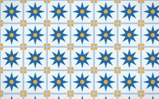 Côte d'Azur Star Tile — light blue, orange and white azulejo background