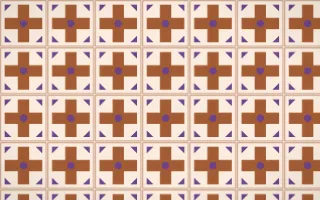 Sahara Dusk Cross Tile — light orange, purple and beige azulejo background