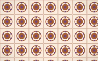 Sahara Dusk Medallion Tile — light orange, purple and beige azulejo background