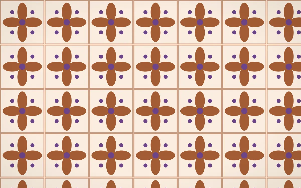 Sahara Dusk Petal Tile — light orange, purple and beige azulejo background