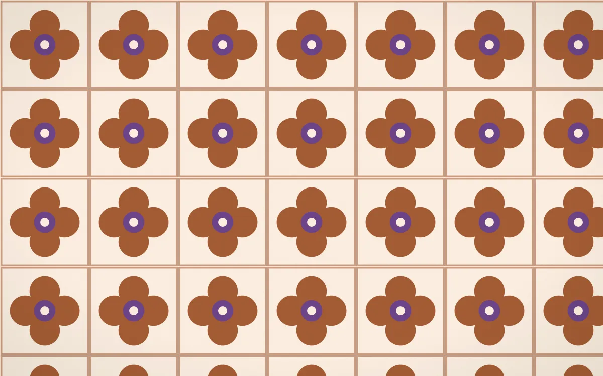 Sahara Dusk Quatrefoil Tile — light orange, purple and beige azulejo background