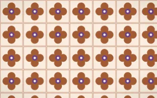 Sahara Dusk Quatrefoil Tile — light orange, purple and beige azulejo background
