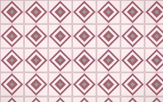 Sakura Paper Diamond Tile — light red, green and white azulejo background