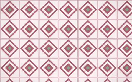 Sakura Paper Diamond Tile — light red, green and white azulejo background