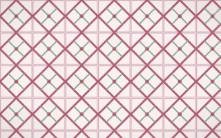 Sakura Paper Lattice Tile — light red, green and white azulejo background