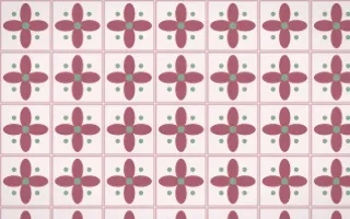 Sakura Paper Petal Tile — light red, green and white azulejo background
