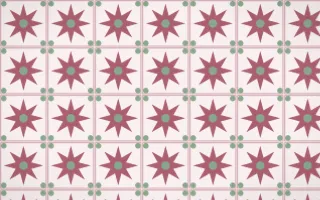 Sakura Paper Star Tile — light red, green and white azulejo background