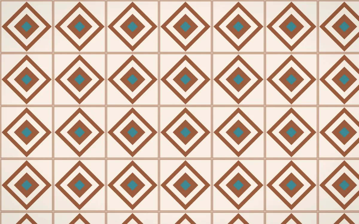 Santa Fe Adobe Diamond Tile — light orange, teal and beige azulejo background