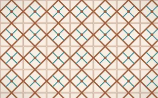 Santa Fe Adobe Lattice Tile — light orange, teal and beige azulejo background