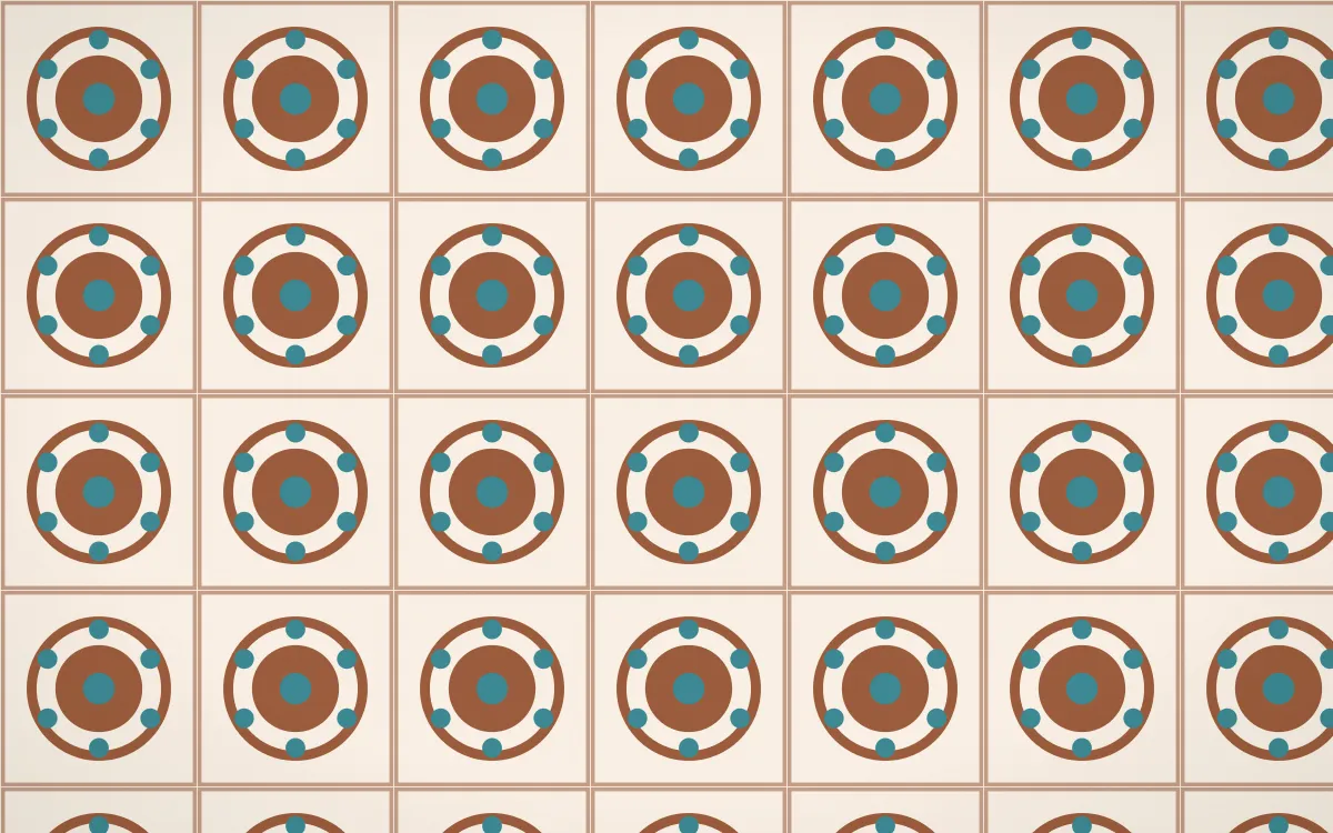 Santa Fe Adobe Medallion Tile — light orange, teal and beige azulejo background
