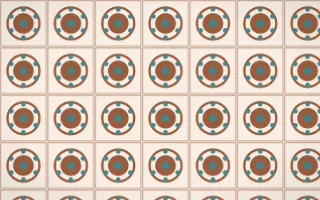 Santa Fe Adobe Medallion Tile — light orange, teal and beige azulejo background