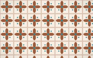 Santa Fe Adobe Petal Tile — light orange, teal and beige azulejo background