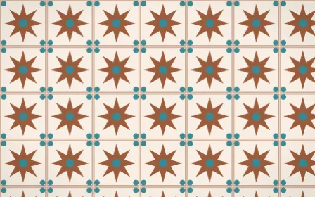Santa Fe Adobe Star Tile — light orange, teal and beige azulejo background