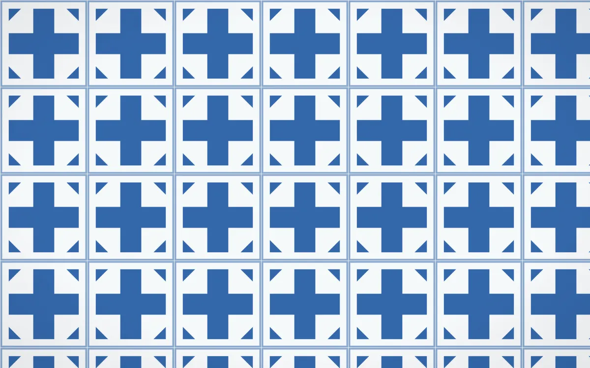 Santorini Cross Tile — light blue and white azulejo background