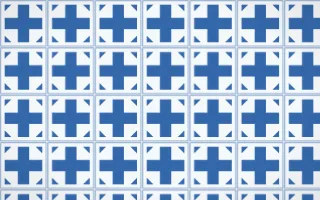 Santorini Cross Tile — light blue and white azulejo background
