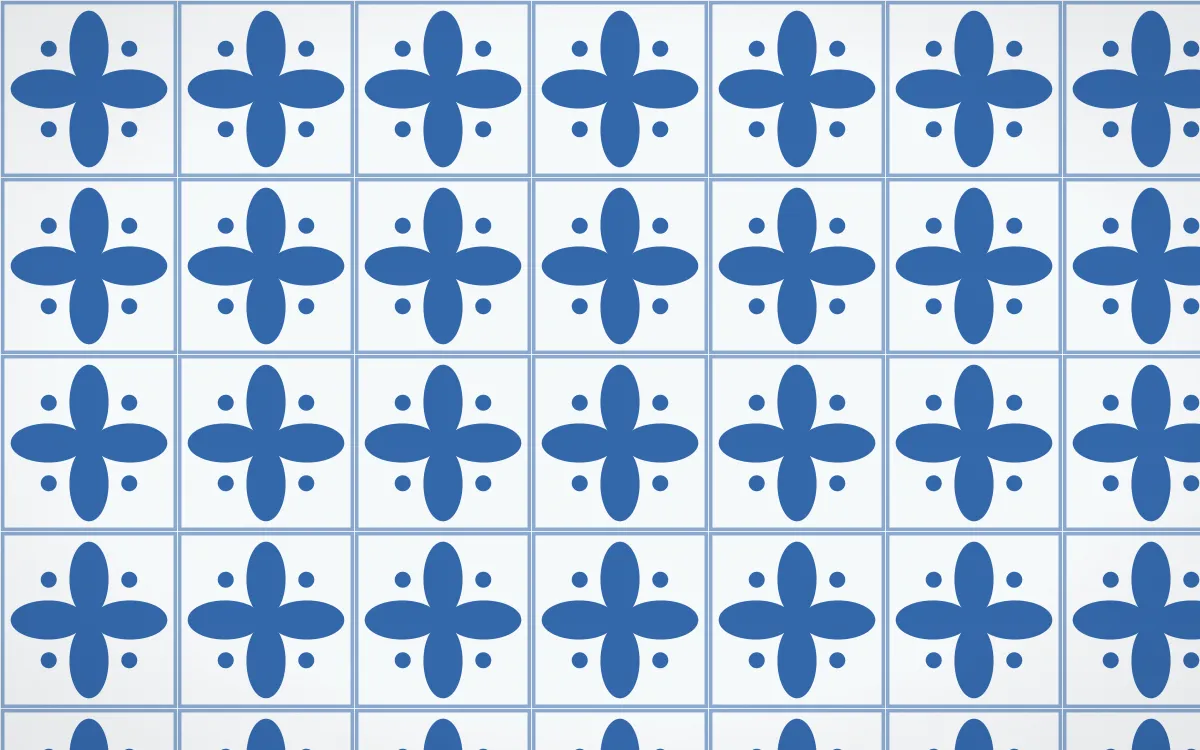Santorini Petal Tile — light blue and white azulejo background