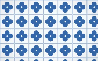 Santorini Quatrefoil Tile — light blue and white azulejo background