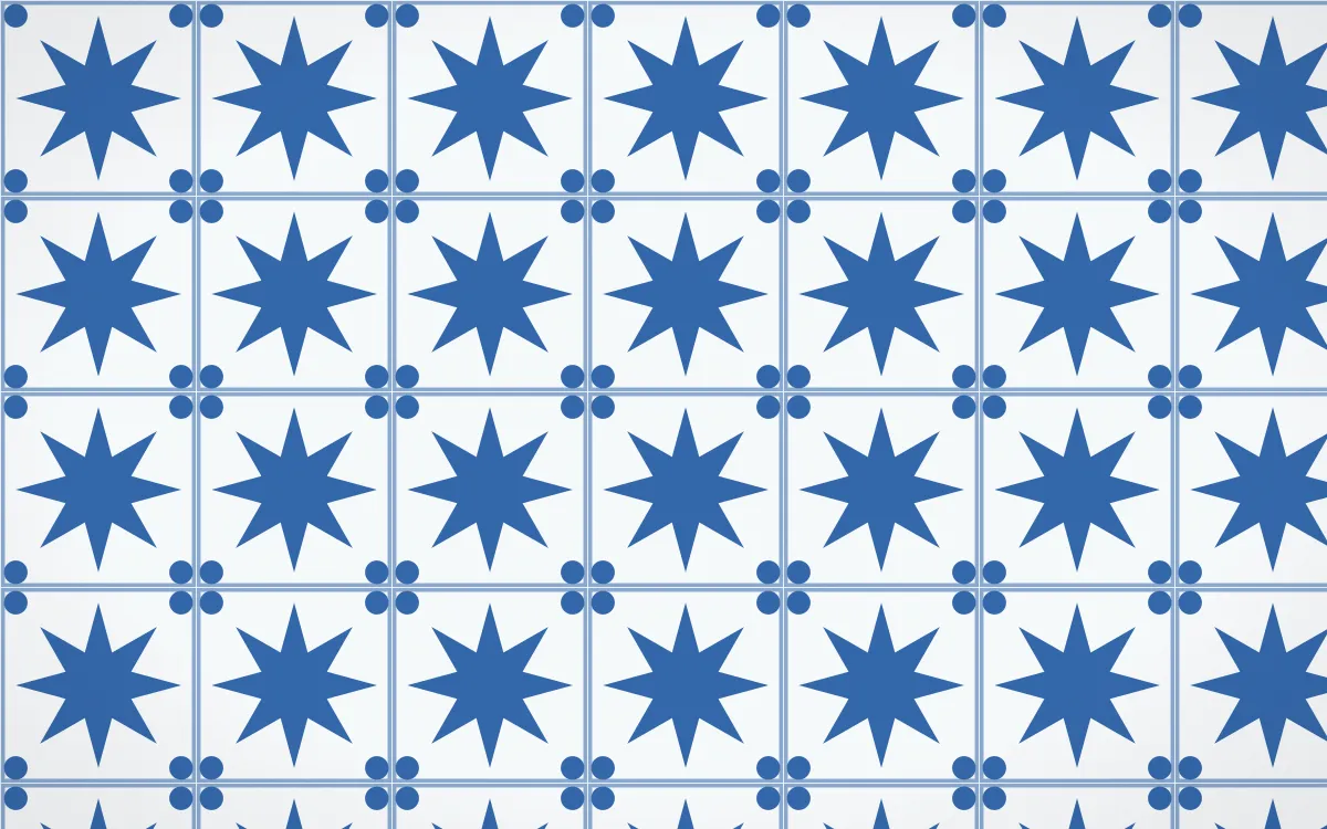 Santorini Star Tile — light blue and white azulejo background