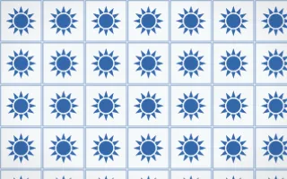 Santorini Sunburst Tile — light blue and white azulejo background