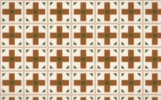 Savanna Clay Cross Tile — light brown, green and beige azulejo background