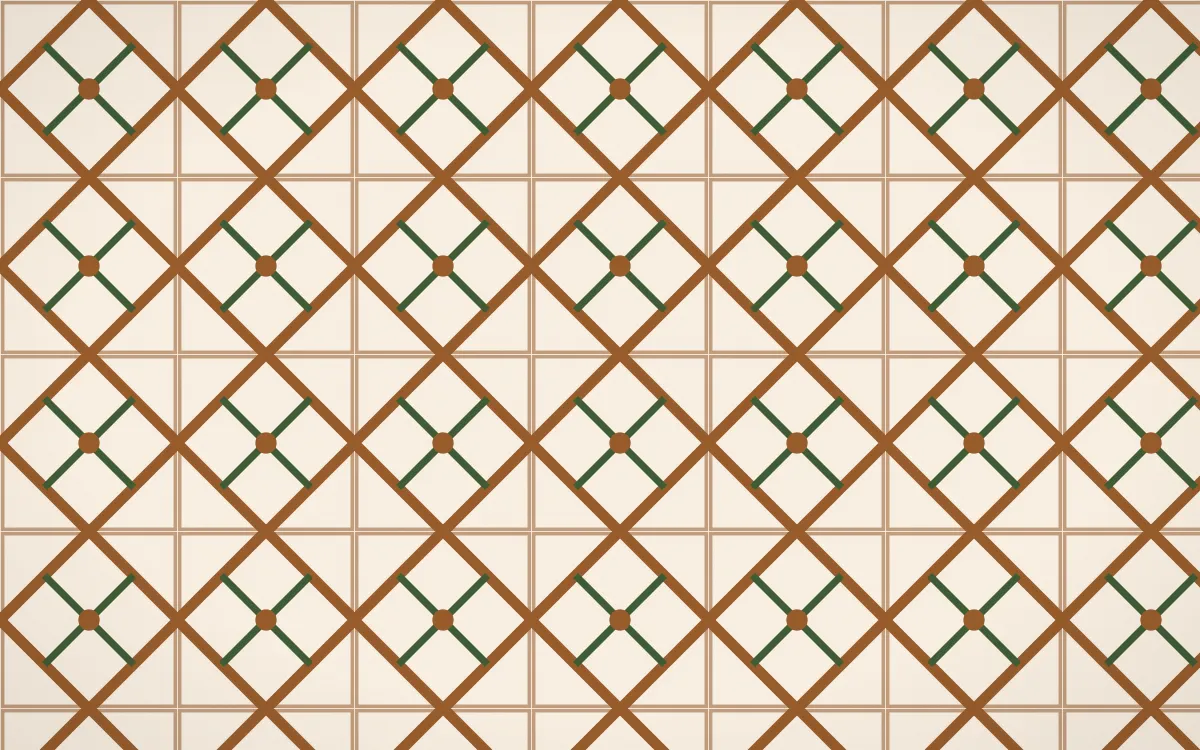 Savanna Clay Lattice Tile — light brown, green and beige azulejo background