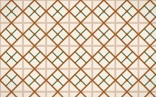Savanna Clay Lattice Tile — light brown, green and beige azulejo background