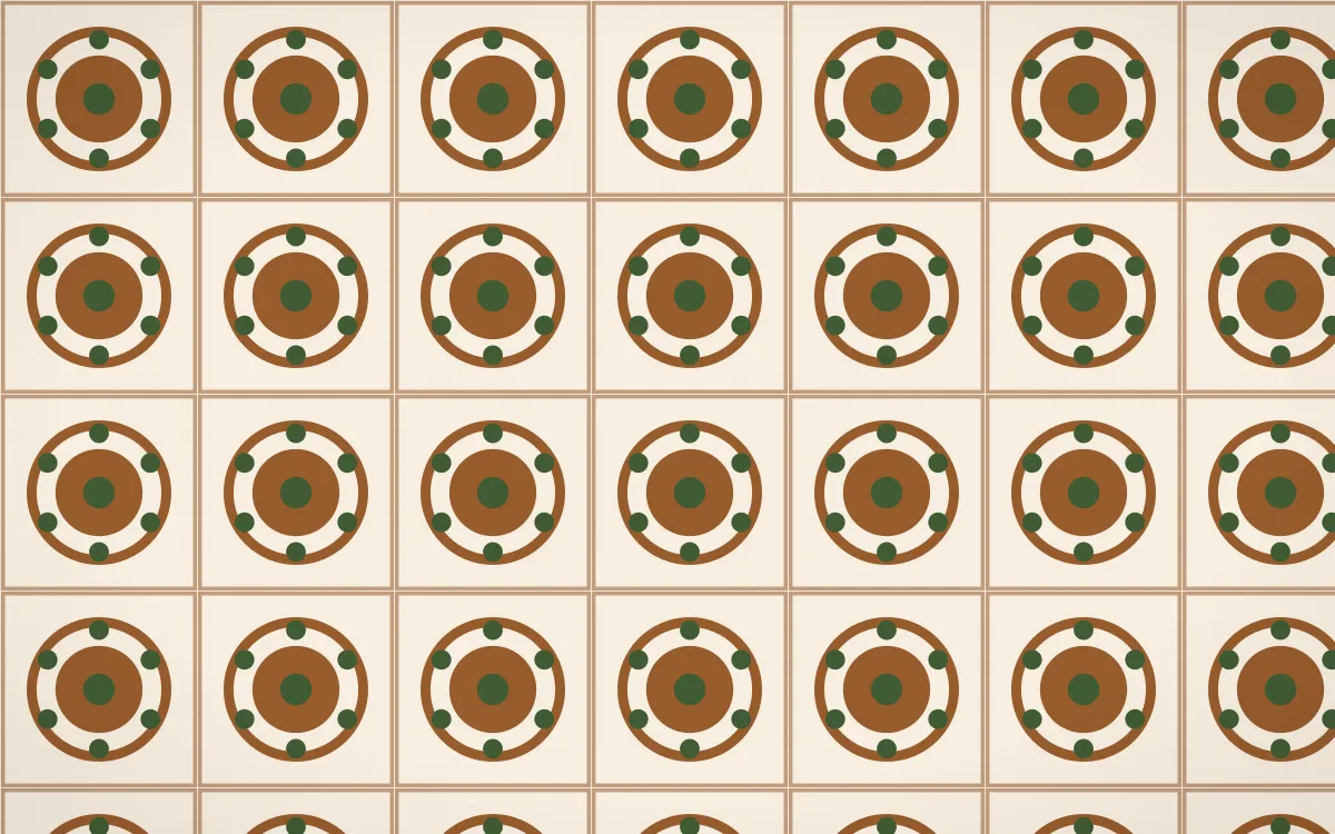 Savanna Clay Medallion Tile — light brown, green and beige azulejo background