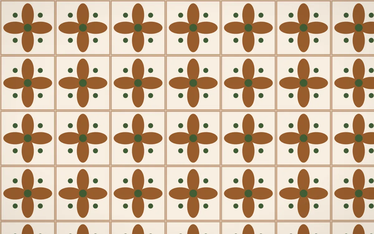 Savanna Clay Petal Tile — light brown, green and beige azulejo background