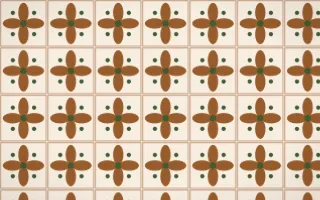 Savanna Clay Petal Tile — light brown, green and beige azulejo background