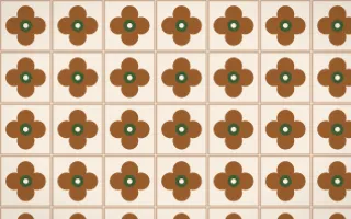 Savanna Clay Quatrefoil Tile — light brown, green and beige azulejo background