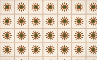 Savanna Clay Sunburst Tile — light brown, green and beige azulejo background
