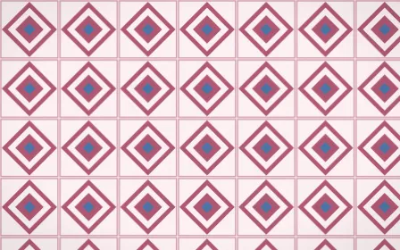 Seoul Blossom Diamond Tile — light pink, blue and white azulejo background