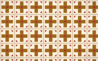 Sevilla Ochre Cross Tile — light brown, red and beige azulejo background