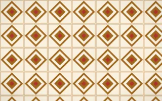 Sevilla Ochre Diamond Tile — light brown, red and beige azulejo background