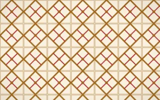 Sevilla Ochre Lattice Tile — light brown, red and beige azulejo background