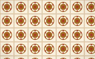 Sevilla Ochre Medallion Tile — light brown, red and beige azulejo background