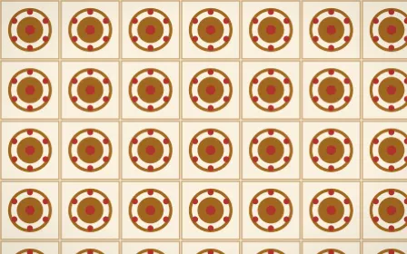 Sevilla Ochre Medallion Tile — light brown, red and beige azulejo background