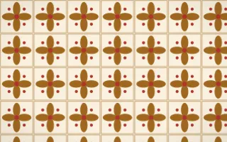 Sevilla Ochre Petal Tile — light brown, red and beige azulejo background
