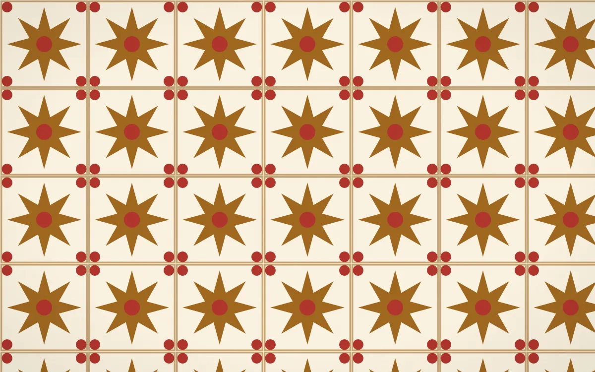 Sevilla Ochre Star Tile — light brown, red and beige azulejo background