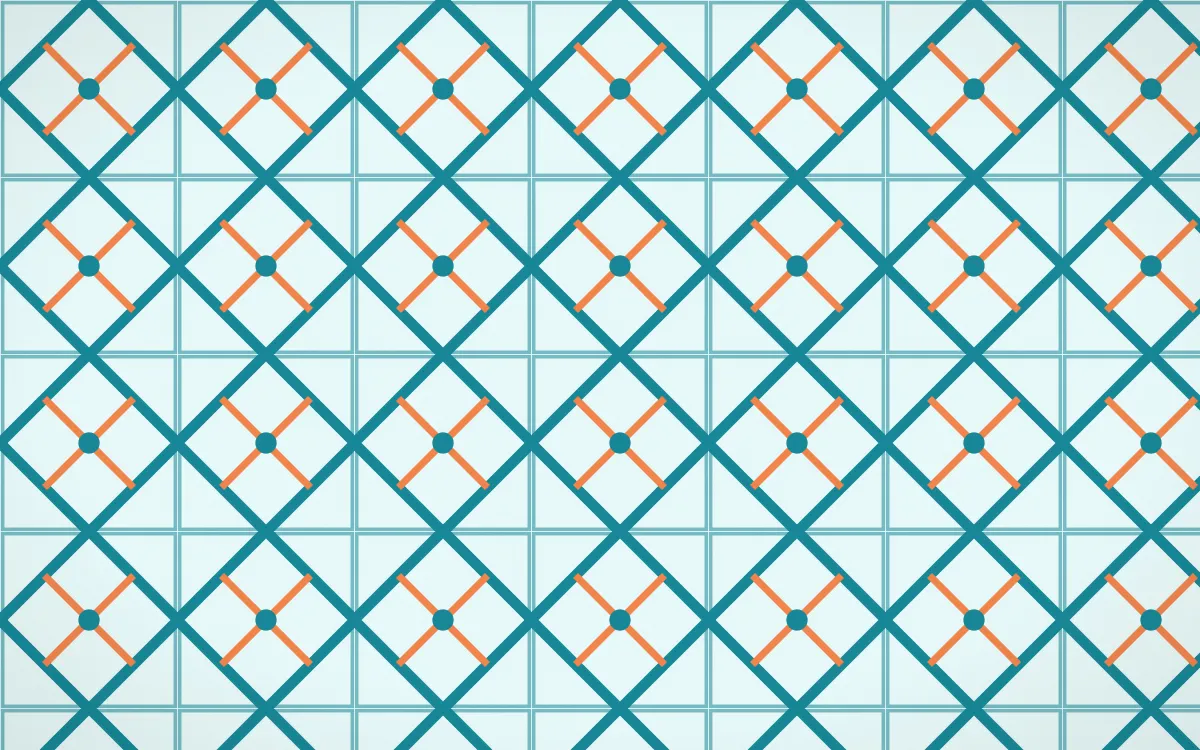 Tahiti Lagoon Lattice Tile — light teal, orange and white azulejo background